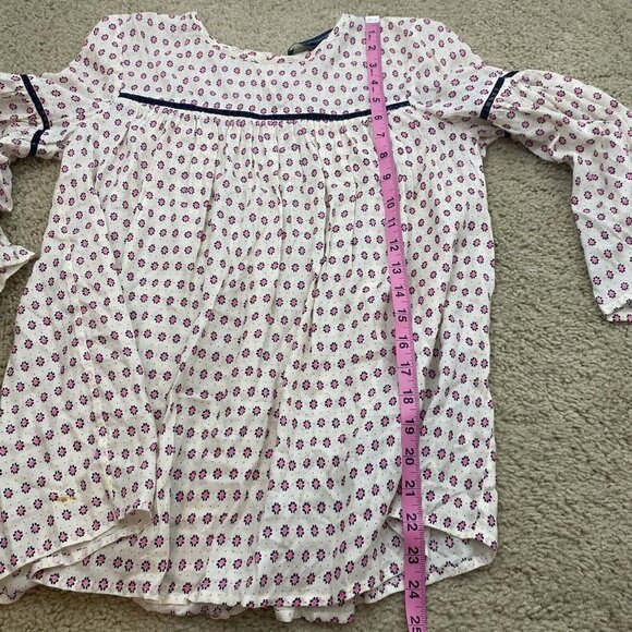 French Connection Womens Blouse Size 2 Modal Bell Sleeve Geometric Polka Dot Top - Picture 8 of 10